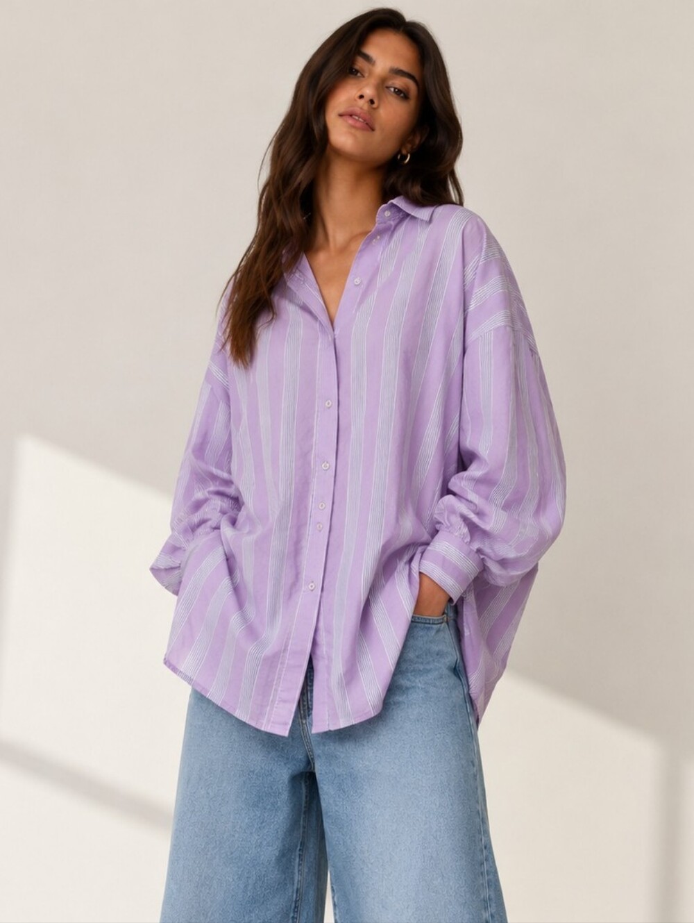 aerie Men's Lavender Stripe Dress Shirt